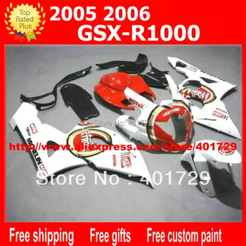 Purvasargiai kūno komplektas Suzuki GSXR1000 GSXR 1000 2005 2006 GSXR 1000 05 06 raudona balta Lucky Strike lauktuvės rinkinys su 7 dovanos AQ2