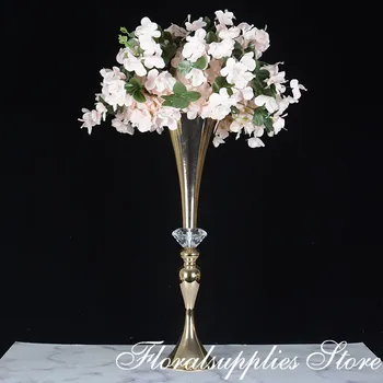 10VNT prabangių gėlių vaza vestuvių aukso krištolo vazos vestuvių puošmena stalo apdailos trimitas įvykis šalies prekių
