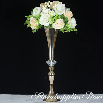 10VNT prabangių gėlių vaza vestuvių aukso krištolo vazos vestuvių puošmena stalo apdailos trimitas įvykis šalies prekių Nuotrauka 2