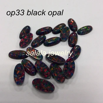 100vnt/aikštelė, Nemokamas Pristatymas didmeninė 6x12mm sintetinių Ovalo Cabochon opal gaisro juodas Opalas akmuo