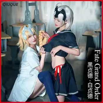 Likimas Grand Kad Cosplay FGO Pakeisti Jeanne d ' Arc Cosplay Kostiumas Mergaitėms JK karinio jūrų Laivyno Uniformos Apykaklės Trumpas Rankovės Sailor Kostiumas Moterims Nuotrauka 2