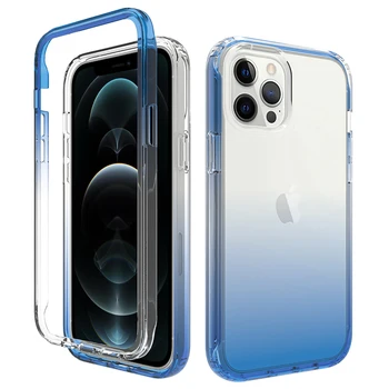 Naujas Gradientas Crystal Case for iPhone 14 Pro Max Nugaros Skydelio 360 Apsaugoti Bamperis Coque 13 iPhone Mini Pro 12 14 Plus atsparus smūgiams Cov