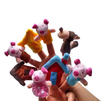 8Pcs aukštos klasės Vaikų Švietimo Pasakos Žaislas Pliušinis Lėlių Tris Mažai Kiaulių Piršto Lėlių Vaikai Juokingi Žaislai, Dovanos vaikams