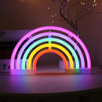 Rainbow Šviesos Neonas Pasirašyti Naktį Šviesos Sienos Kabo Vaivorykštė Neoninės Šviesos Namų Puošybai LED Lempos Vaivorykštės Kalėdų Dekoro