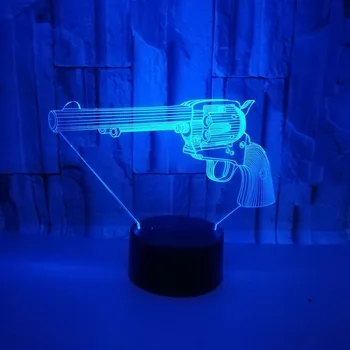 Pistoletas 3D LED Lempos, 7 Colo Keitimas Naktį Šviesos Atmosferą, Stalo Lempa Vaikai Miegamasis Miego Apšvietimo Namų Dekoro Dovana