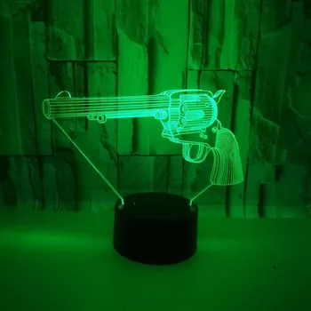 Pistoletas 3D LED Lempos, 7 Colo Keitimas Naktį Šviesos Atmosferą, Stalo Lempa Vaikai Miegamasis Miego Apšvietimo Namų Dekoro Dovana Nuotrauka 2