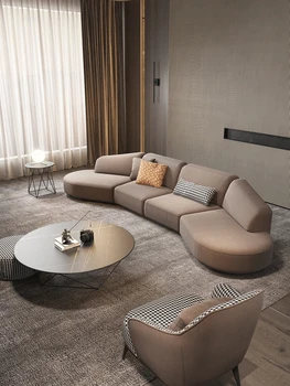 Modernios šviesos prabanga technologijos audinio, sofa-šiuolaikinės paprasta ir kūrybos šviesa prabanga ins specialios formos audinio sofos derinys Nuotrauka 2