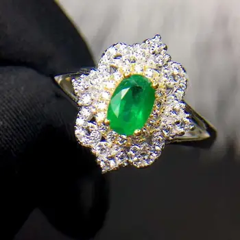 Jubiliejų žiedas Gamtos ir Nekilnojamojo smaragdas žiedas 925 sterlingas sidabro Žiedas Bauda papuošalai vyrams arba moterims