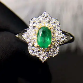 Jubiliejų žiedas Gamtos ir Nekilnojamojo smaragdas žiedas 925 sterlingas sidabro Žiedas Bauda papuošalai vyrams arba moterims Nuotrauka 2