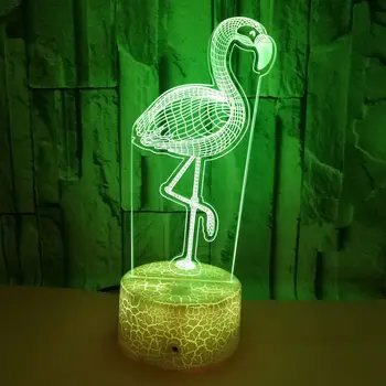 3d Flamingo Lempos Spalvinga Regėjimo Naktį Žibintai USB LED Touch, 3D Šviesos Iliuziją, Miegamojo Puošimas Gimtadienis, Kalėdos, Dovanos Berniukams Nuotrauka 2
