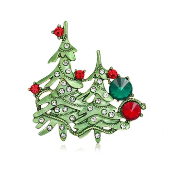 Žalia Emalį Tuščiaviduriai Kalėdų Medžio Sages Moterims Linksmų Kalėdų Kalnų Krištolas Snaigės Star Smeigtukai Naujųjų Metų Šaliai, Papuošalai