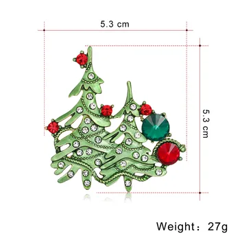 Žalia Emalį Tuščiaviduriai Kalėdų Medžio Sages Moterims Linksmų Kalėdų Kalnų Krištolas Snaigės Star Smeigtukai Naujųjų Metų Šaliai, Papuošalai Nuotrauka 2
