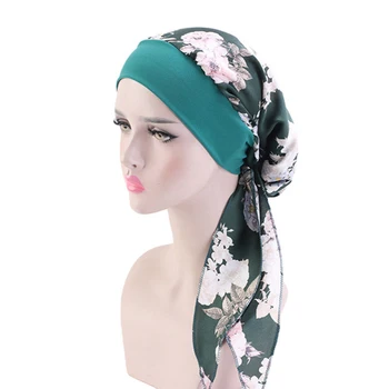2022 Mados Gėlių Spausdinti Moterų Vidinis Hijabs Bžūp Musulmonų Galvos Skara Turbaną Variklio Dangčio Nešioti Ponios Wrap Pagal Bžūp Hijab Nuotrauka 2