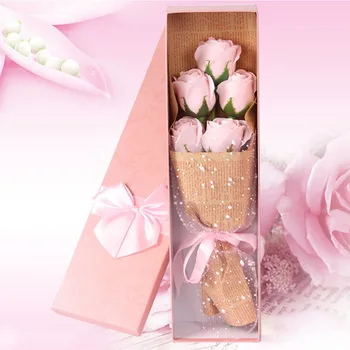 5vnt/Box muilas Rožė Gėlių Puokštė Dovanų Dėžutėje Dirbtinės Gėlės Rožės Muilo Gėlių Mother 's Day Dovana Gimtadienio Dovana rožių puokštė
