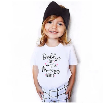 Daddy ' s Girl Mamyte Pasaulio Spausdinti Vaikai Marškinėlius Merginos Viršūnės Vasarą trumpomis Rankovėmis Bamblys Marškinėliai Atsitiktinis Vaikų Drabužių Mergaičių Marškinėliai