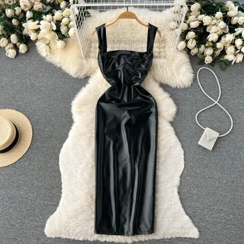 Rudenį Seksualus Apynasrio Juosmens, Plonas Hepburn Stiliaus Prancūzų Atidaryti Paketo Klubo Suknelė