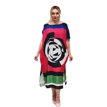 Trumpas Rankovės Poliesteris Afrikos Suknelės Moterims Rudenį Afrikos Moterų Spausdinimo Kelio ilgio Suknelė XL-5XL Afrikos Drabužiai