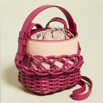 Dizaineris Moterų Rankinės mados austi nešiojamų daržovių krepšelis kibirą, maišą Vieną Petį Krepšys