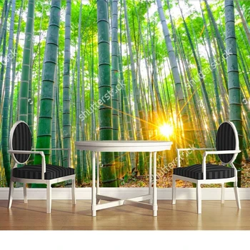 Custom gamtinio kraštovaizdžio tapetai.Bambuko miškų saulėtas,nuotraukos kambarį miegamasis restoranas fono sienos tapetai
