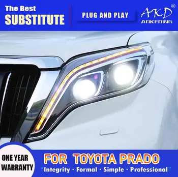 AKD Žibintas Toyota Prado LED Žibintų 2014-2017 Žibintai Prado DRL Posūkio Signalo Aukštos Pluošto Angel Eye Projektoriaus Objektyvas