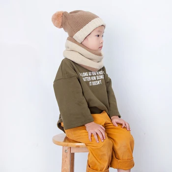 Vaikų megzti skrybėlę su kamuoliu saldainiai spalvos vilnos kepurė mielas galvos dangtelis rudenį ir žiemą, patogus, aukštos kokybės purios šiltą kepurę