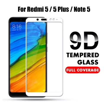 9D Visiškai Padengti Grūdinto Stiklo Xiaomi Redmi 5 Pastaba Pasaulio versija Ekrano apsaugos Redmi 5 Pastaba Pro Note5 Apsauginės Plėvelės