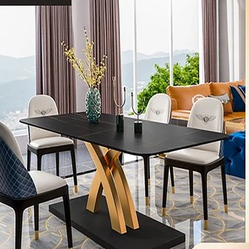Italijos aukštos kokybės stilius šviesos prabangus marmuro stalas ir kėdė postmodernaus paprastų buitinių maža stačiakampio formos šiferis