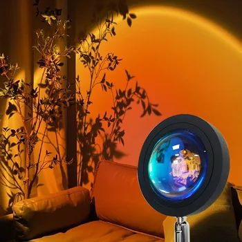 USB Saulėlydžio Projekcija Naktį Žibintai Live Transliacijos Fotografijos Fone Atmosfera Projektorius Miegamojo Puošimas Vaivorykštė Stalo Lempos