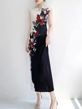 Plisuotos suknelė moterų vasarą naujų temperamentas priemiestinių slim rankovių vidutinio ilgio suknelė Nuotrauka 2