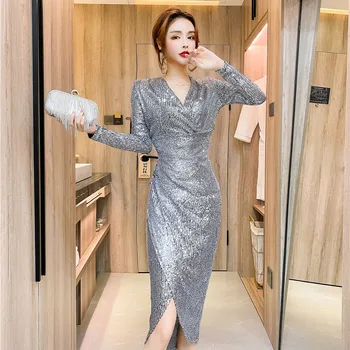 2023 Ankstyvą Rudenį Naujų Seksualių Įžymybė Temperamentas Moteriška Suknelė Atrodo Rodyti Plonas Sunkiųjų China Elegantiškas Moterų Pavasario Suknelės OK1063 Nuotrauka 2
