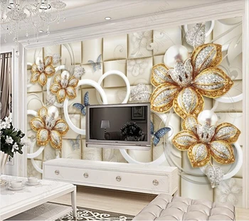 Papel de parede Ratas spalvingas perlų gėlių 3d tapetai, freskos,svetainė, tv wall miegamojo sienos dokumentų namų dekoro