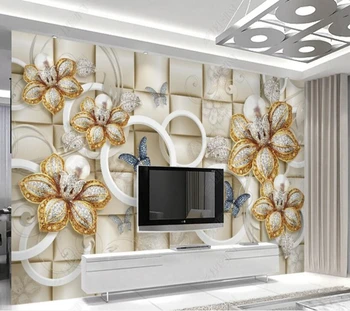 Papel de parede Ratas spalvingas perlų gėlių 3d tapetai, freskos,svetainė, tv wall miegamojo sienos dokumentų namų dekoro Nuotrauka 2