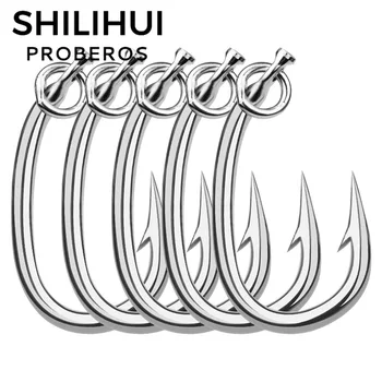 SHILIHUI 10pc Jūrinės Žvejybos Kablys Tunų Kablys 10/0#-16/0# Modelis Ratas Nerūdijančio Plieno Fishhook Žvejyba, Žvejybos Reikmenys