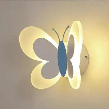 Modernus Minimalistinis Kūrybinė Asmenybė Šiaurės šalių Vaikų Kambarį, Mergaitė Princesė Miegamojo Lempa Eilėje LED Naktiniai Butterfly Sienos Lempos