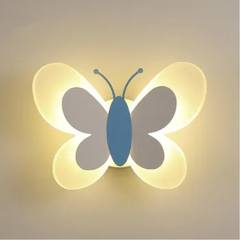 Modernus Minimalistinis Kūrybinė Asmenybė Šiaurės šalių Vaikų Kambarį, Mergaitė Princesė Miegamojo Lempa Eilėje LED Naktiniai Butterfly Sienos Lempos Nuotrauka 2
