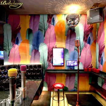 beibehang spalvos plunksnų tapetai šiuolaikinės stereo TV fono sienos KTV atspindintis karaoke baras sienos tapetai dokumentai namų dekoro