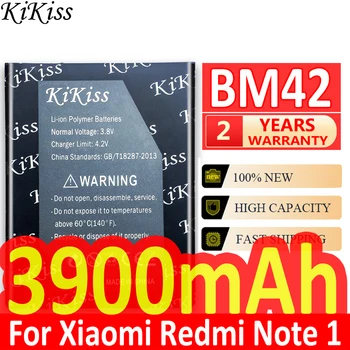 KiKiss Baterija BM42 Už Xiaomi Redmi 1 Pastaba Note1 / BM 42 BM-42 Xiao mi Redmi Hongmi I Pastaba 4G Premjero Baterijų 3900mAh
