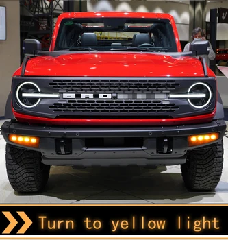 2vnt DRL LED Dienos Veikia Šviesos Ford Bronco 2021 2022 Rūko Žibintai, Priekinis Bamperis Žibintai su Posūkio Signalo Geltona Rūko Žibintas