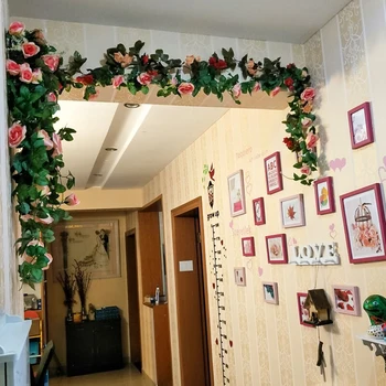 2 vnt. rinkinys rose vynmedžių gėlės rotango kambarį apdailos patalpų šildymo vamzdynų ekranas plastiko vynuogynų Dirbtinės Gėlės Nuotrauka 2