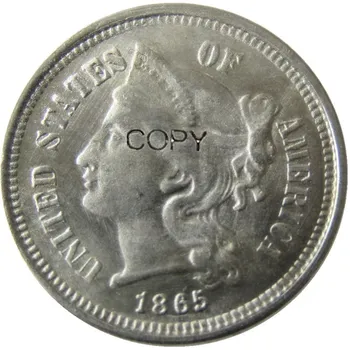 JAV 1865 Trijų Centų Nikelio Monetos Kopija