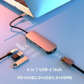 USB3.0/2.0 C Tipo Docking Station Išmanųjį telefoną, Nešiojamąjį kompiuterį STEBULĖS HDMI 4KHD PD Įkrovimo Adapteris, Skirtas 