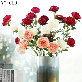 YO CHO 80cm Dirbtinės Gėlės, Bijūnai Balta Rožinė Šilko Rožės Raudonos Dirbtinės Gėlės, Vestuvių Namų, Sodo Puošmena Netikrą Gėlės