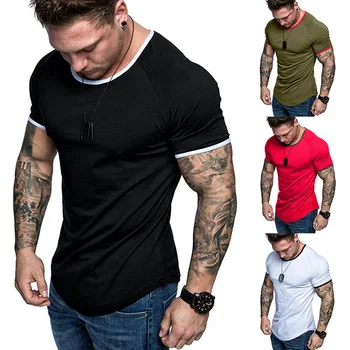 Nauji marškinėliai vyriški Laisvalaikio Trumpas Rankovės Marškinėliai, Vasaros Sujungimas Rankovėmis Marškinėlius Apvalios Kaklo Mados Hip-Hop Vyrų Viršūnes Marškinėlius Medžiaga