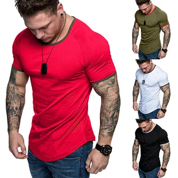 Nauji marškinėliai vyriški Laisvalaikio Trumpas Rankovės Marškinėliai, Vasaros Sujungimas Rankovėmis Marškinėlius Apvalios Kaklo Mados Hip-Hop Vyrų Viršūnes Marškinėlius Medžiaga Nuotrauka 2