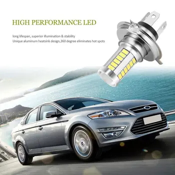 H4 33SMD 5630 LED Super Bright White Automobilių Žibintų Šviesos Šaltinis DRL Dienos Šviesos Srauto Lempos Lemputė LED 12V 8W Sedanas Nuotrauka 2