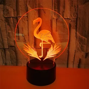 Iliuzija Naktį Led Lemputė USB Flamingo Atmosfera Stalo Lempa Vaikams, Kūdikiams, Vaikams, Dovanų Lovos, Miegamojo Touch, 3d Lempos Nuotrauka 2