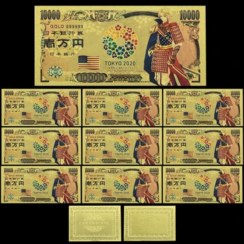 Japonijos Aukso Banknotų Tokijo Pasaulio Vėliavas, Komiksų, Animacinių filmų Kortelės 10vnt MUMS Suvenyrų Anime Aukso Plastikinių Kortelių Rinkimo