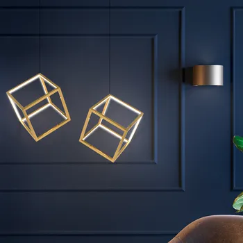 Modernios Geometrinės Aikštėje Led Šviestuvo Šiaurės Aukso Dizaineris Valgomasis Gyvenamasis Kambarys Hotel Villa Kabančios Lempos Šviestuvai, LED Lemputes, AC Nuotrauka 2