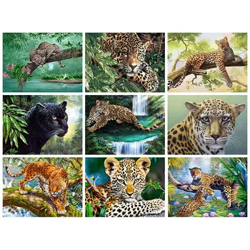 Nauja 5D Diamond Tapybos Leopard Gyvūnų Paveikslėlį, Kryželiu Rinkinys Visiškai kalnų krištolas Siuvinėjimo Kambarį Dekoro Rankų darbo Dovana