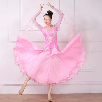 rožinės spalvos sportinių šokių suknelės Valsas suknelė socialinių šokių suknelė Lyrinis šokio kostiumų kamuolys suknelė swing suknelė pramoginiai šokiai
